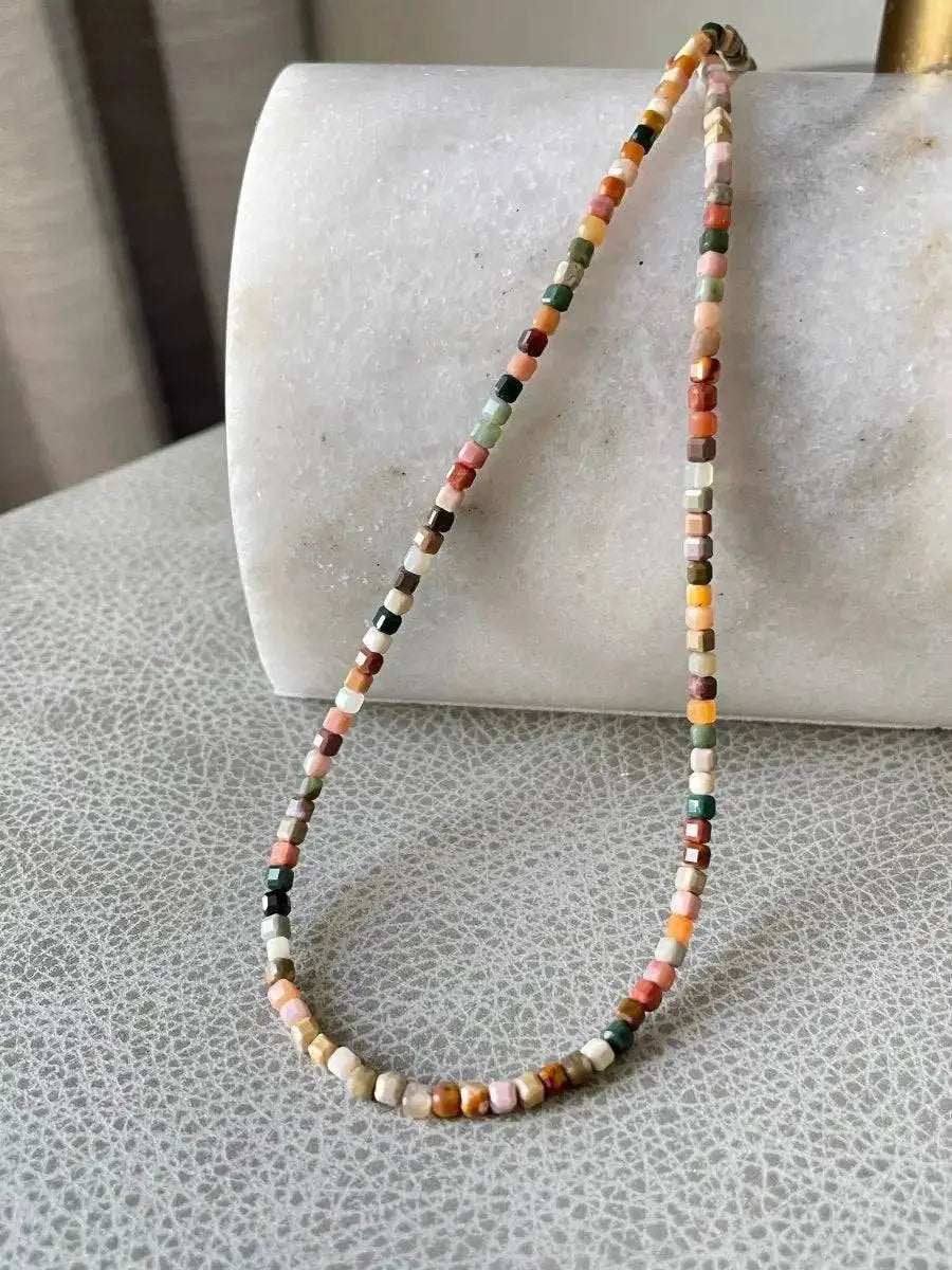 Desert Dawn – Alashan Rainbow Agate Micro-Faceted Necklace view 6